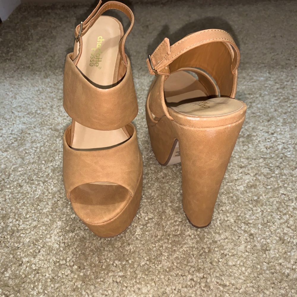 Chunky two strap heels